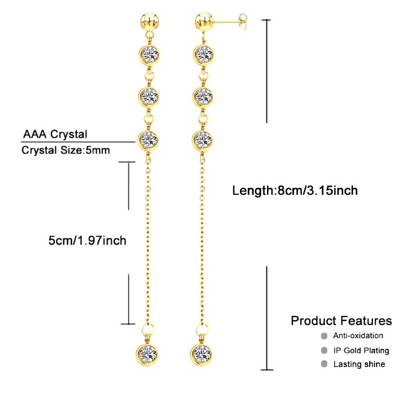 Elegant 18KT Crystal Y Drop Necklace Set